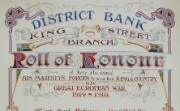Roll of honour for District Bank's Manchester King Street staff