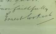 Ernest Corkish's signature on a letter to the bank