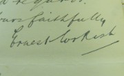 Ernest Corkish's signature on a letter to the bank