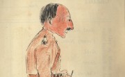 Cartoon of Edwin Keeping in military uniform, c.1916
