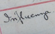 The word 'influenza' written in a 1918 staff ledger