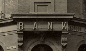 Photograph of a bank sign