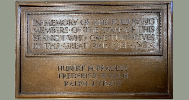 Photograph of London Brompton Square branch First World War memorial