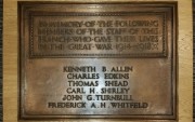 Photograph of London Aldersgate Street branch First World War memorial