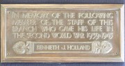 Photograph of London Harlesden branch Second World War memorial
