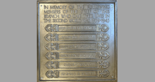 Photograph of London Aldwych branch Second World War memorial