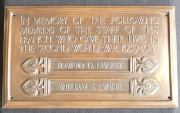 Photograph of London Kensington High Street branch Second World War memorial